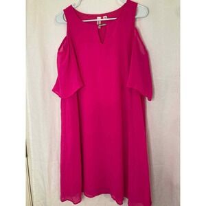 Tacera Pink Cold Shoulder Dress Women's Medium Sleeveless‎ Party Cocktail
